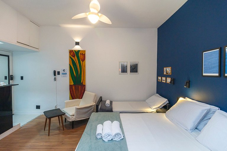 Studio Copa Vizinhança Residencial | 650m do Metro