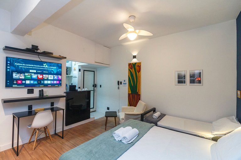 Studio Copa Vizinhança Residencial | 650m do Metro