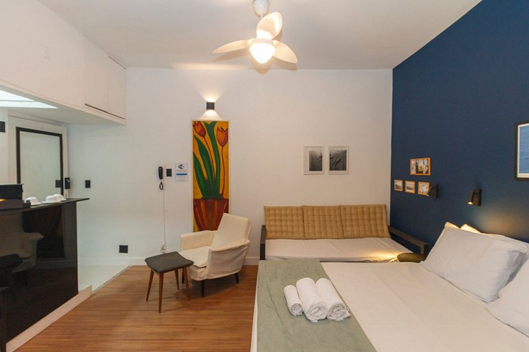 Studio Copa Vizinhança Residencial | 650m do Metro